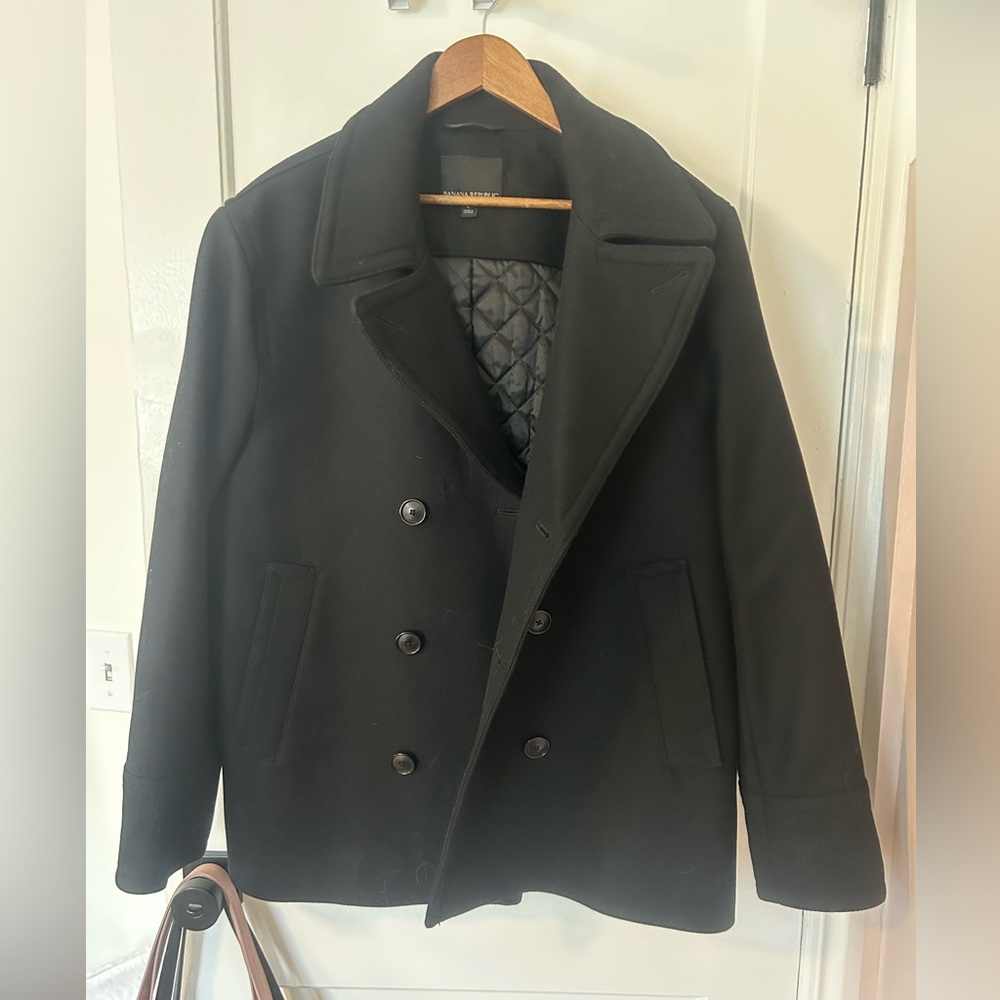 Banana Republic Men's Classic Black Peacoat